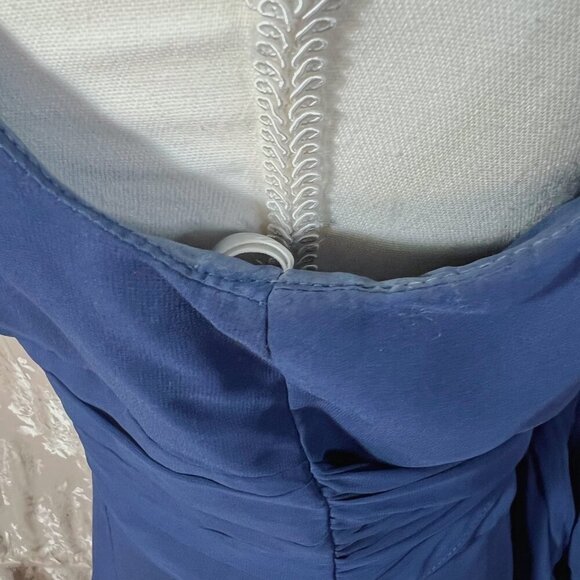 David's Bridal Long Chiffon Surplice Tank Dress in Marine Blue Women's Size 10 - Picture 12 of 12